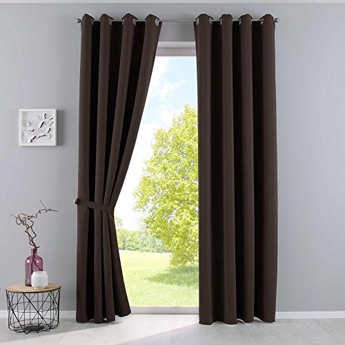 Gardinenbox Vorhänge Blickdicht »Newyork« Braun HxB 245x140 cm 2er-Pack Thermo-Gardinen Verdunkelungsvorhang Blackout Ösen schalldämmend ÖKOTEX UV-Schutz Raffhalter, 201920600-2 von Gardinenbox