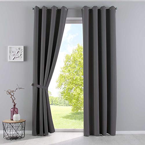 Gardinenbox Vorhänge Blickdicht »Newyork« Dunkelgrau HxB 225x140 cm 2er-Pack Thermo-Gardinen Verdunkelungsvorhang Blackout Ösen schalldämmend ÖKOTEX UV-Schutz Raffhalter, 201920600-2 Gardinenbox Vorhänge Blickdicht »Newyork« Dunkelgrau HxB 225x140 cm 2er-Pack Thermo-Gardinen Verdunkelungsvorhang Blackout Ösen schalldämmend ÖKOTEX UV-Schutz Raffhalter, 201920600-2 von Gardinenbox