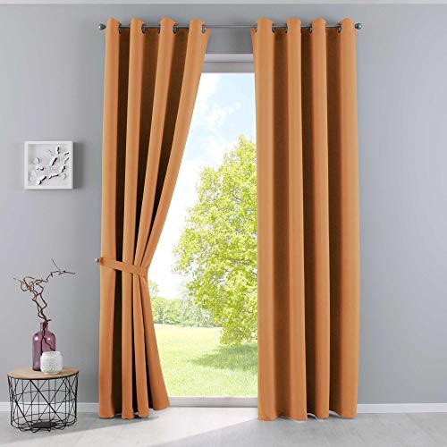 Gardinenbox Vorhänge Blickdicht »Newyork« Orange HxB 225x140 cm 2er-Pack Thermo-Gardinen Verdunkelungsvorhang Blackout Ösen schalldämmend ÖKOTEX UV-Schutz Raffhalter, 201920600-2 Gardinenbox Vorhänge Blickdicht »Newyork« Orange HxB 225x140 cm 2er-Pack Thermo-Gardinen Verdunkelungsvorhang Blackout Ösen schalldämmend ÖKOTEX UV-Schutz Raffhalter, 201920600-2 von Gardinenbox