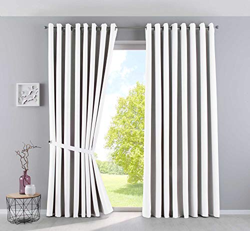 Gardinenbox Vorhänge Blickdicht »Newyork« Weiß HxB 225x295 cm 2er-Pack Thermo-Gardinen Verdunkelungsvorhang Blackout Ösen schalldämmend ÖKOTEX UV-Schutz Raffhalter, 201920600-2 von Gardinenbox