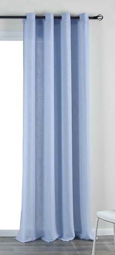 Gardinenbox Vorhang Ösen »Essen« HxB 245x145 Blau Cationic Raffhalter Leinenstruktur Blickdicht lichtdurchlässig 210 g/m² 202430 von Gardinenbox