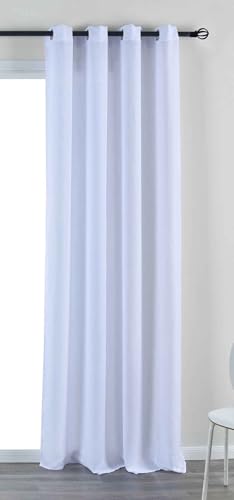 Gardinenbox Vorhang Ösen »Essen« HxB 245x145 Weiß Cationic Raffhalter Leinenstruktur Blickdicht lichtdurchlässig 210 g/m² 202430 von Gardinenbox