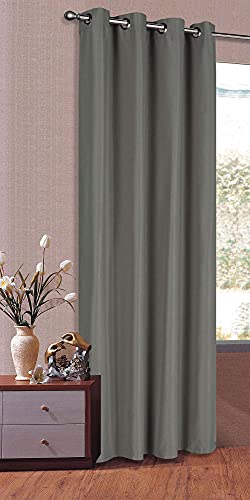 Gardinenbox Vorhang Schal Schlaufen Blickdicht Microsatin Lichtdurchlässig Kräuselband Uni Matt, Dunkelgrau, HxB 245x140 cm von Gardinenbox