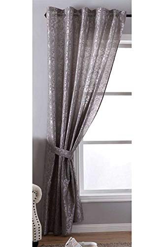 Gardinenbox Vorhang Widseide Optik Barock Blickdicht Flockfasern Deko Gemustert, Blickdicht mit verdecktem Schlaufenband HxB 245x140 cm Grau, 20200 von Gardinenbox