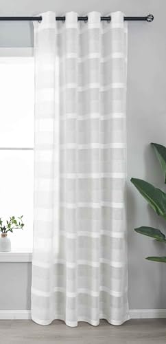 Halbtransparente Gardine mit Ösen HxB 245x140 cm Natur Meliert »Halle« Chenille Leinenbindung Lichtdurchlässig Halbtransparent 202480_AMA von Gardinenbox