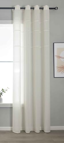 Halbtransparente Gardine mit Ösen HxB 245x145 cm Natur »Leipzig« Kettenmuster lichtdurchlässig Elegante Struktur 202450 von Gardinenbox