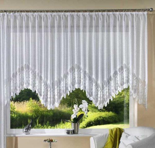 Jacquard Bogen Store Gardine, fertig genäht mit Kräuselband, pflegeleicht, chlorfrei, 145x450, 13114 von Gardinenbox