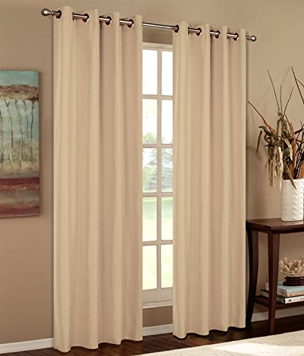 Mikrofaser Vorhang blickdichte Matte unifarbene Gardine, Sand Ösen, 225x140 Schal. Material aus Microsatin-Gewebe., 204000 von Gardinenbox