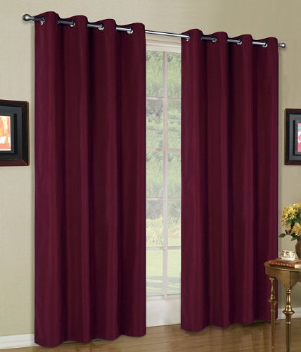 Mikrofaser Vorhang blickdichte Matte unifarbene Gardine, Bordeaux Ösen, 175x140 Schal. Material aus Microsatin-Gewebe., 204000 von Gardinenbox