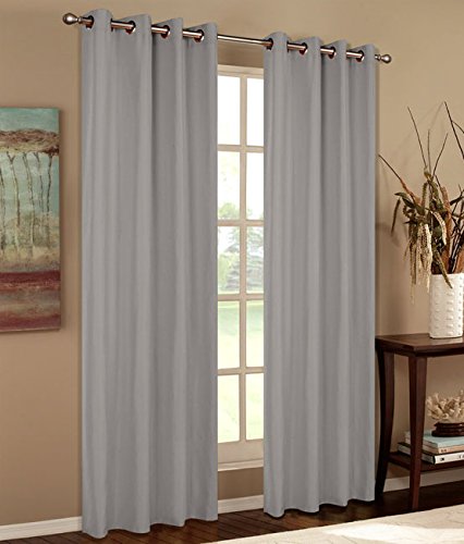 Mikrofaser Vorhang blickdichte Matte unifarbene Gardine, Grau Ösen, 175x140 Schal. Material aus Microsatin-Gewebe, 204000 von Gardinenbox