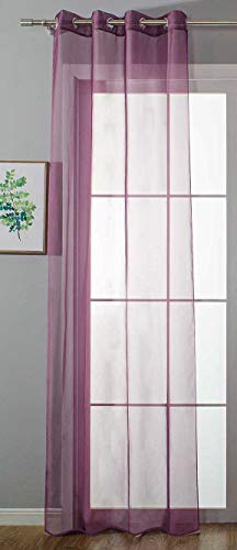 Ösenvorhang Transparent »Uni« Gardine HxB 245x140 cm Lila Stores Vorhang Ösen Bleibandabschluß Wohnzimmer, 20332-cn von Gardinenbox