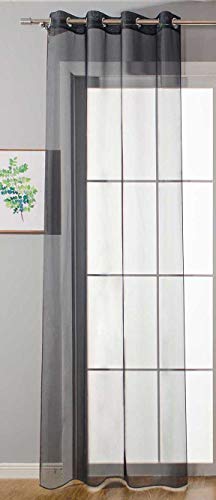 Ösenvorhang Transparent »Uni« Gardine HxB 245x140 cm Schwarz Stores Vorhang Ösen Bleibandabschluß Wohnzimmer, 20332-cn von Gardinenbox