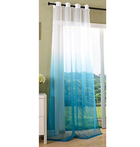 Schal transparent Farbverlauf Vorhang mit Ösen Gardine Voile, 1 Stück 245x140, Türkis, 204202 von Gardinenbox