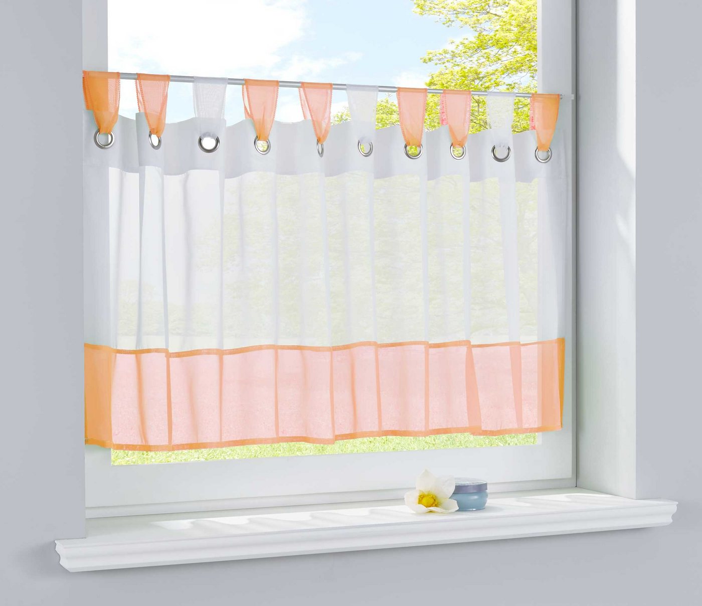 Gardinenbox Scheibengardine, Schlaufen (1 St), transparent, Voile, Voile Ösen Schlaufen Bordüre Bistrogardine 610710 von Gardinenbox