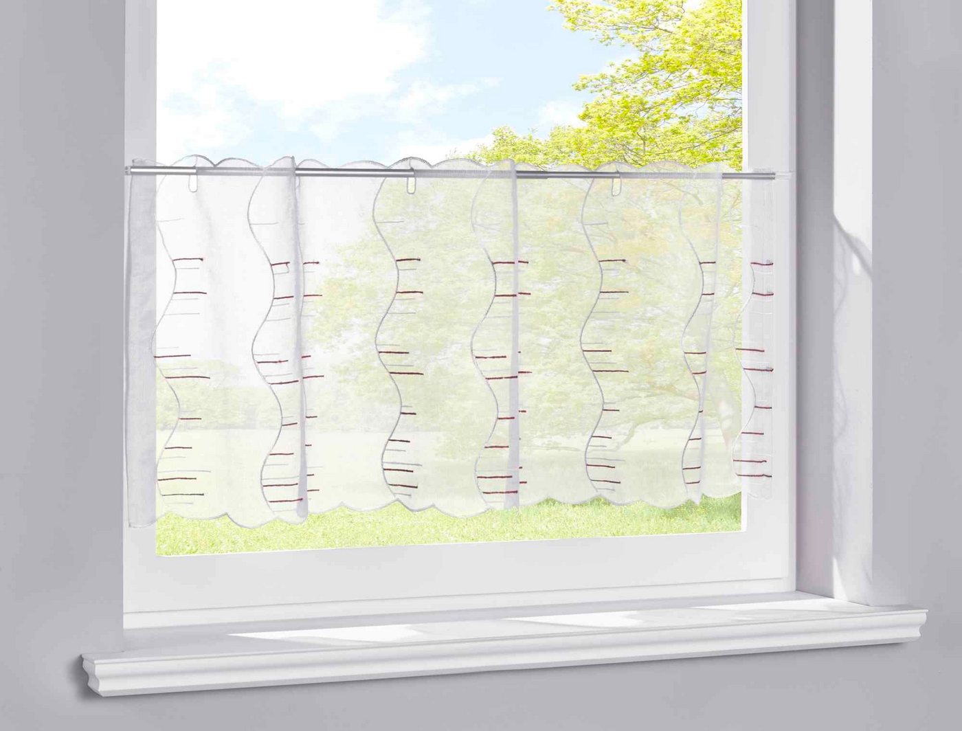 Scheibengardine, Stangendurchzug (1 St), transparent, Voile, Stickerei Transparent Bitrogardine Küchenfenster Sichtschutz von Gardinenbox