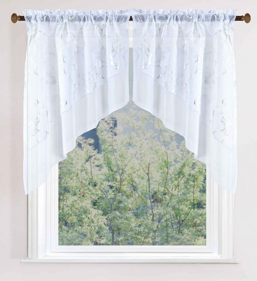 Gardinenbox Scheibengardine, Stangendurchzug (2 St), transparent, Voile, 2er-Set HxB 80x80 cm Weiß Kurzgardine Bistro von Gardinenbox
