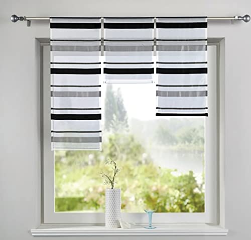 Scheibengardinen 3er Set Scheibenhänger Grau HxB 40-60-80x30 cm Streifen Gerader Abschluß mit Beschwerungsstange, 2022210 Scheibengardinen 3er Set Scheibenhänger Grau HxB 40-60-80x30 cm Streifen Gerader Abschluß mit Beschwerungsstange, 2022210 von Gardinenbox