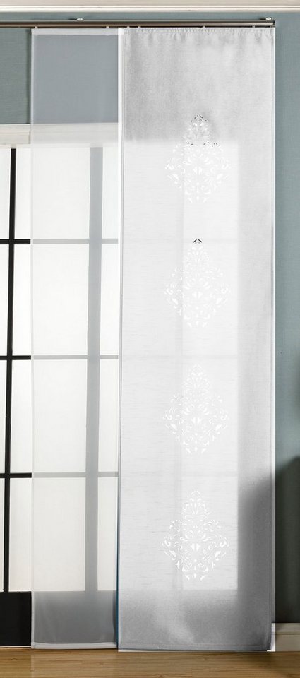 Gardinenbox Schiebegardine (2 St), Klettband, blickdicht, 2er-Pack Flächenvorhang Lasercut 1656100 von Gardinenbox