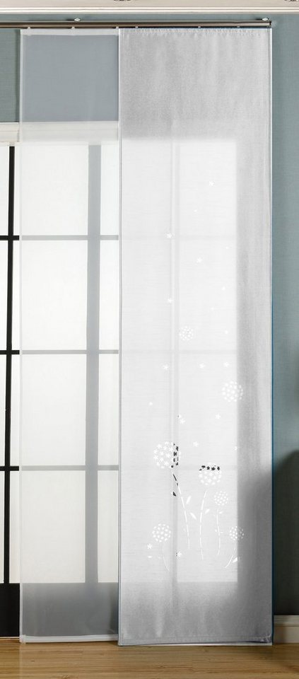 Gardinenbox Schiebegardine (2 St), Klettband, blickdicht, 2er-Pack Flächenvorhang Lasercut 1656100 von Gardinenbox