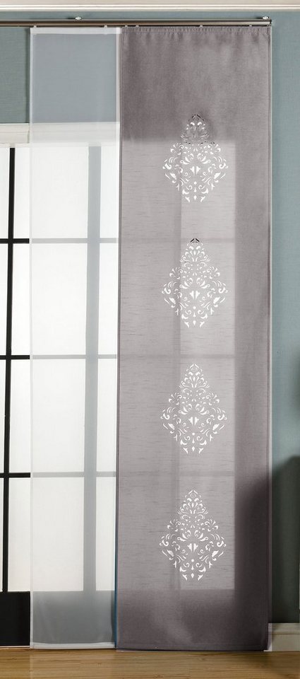 Gardinenbox Schiebegardine (2 St), Klettband, blickdicht, 2er-Pack Flächenvorhang Lasercut 1656100 von Gardinenbox