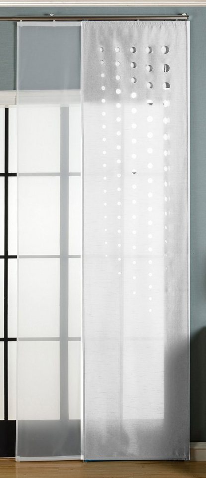 Gardinenbox Schiebegardine (2 St), Klettband, blickdicht, 2er-Pack Flächenvorhang Lasercut 1656100 von Gardinenbox