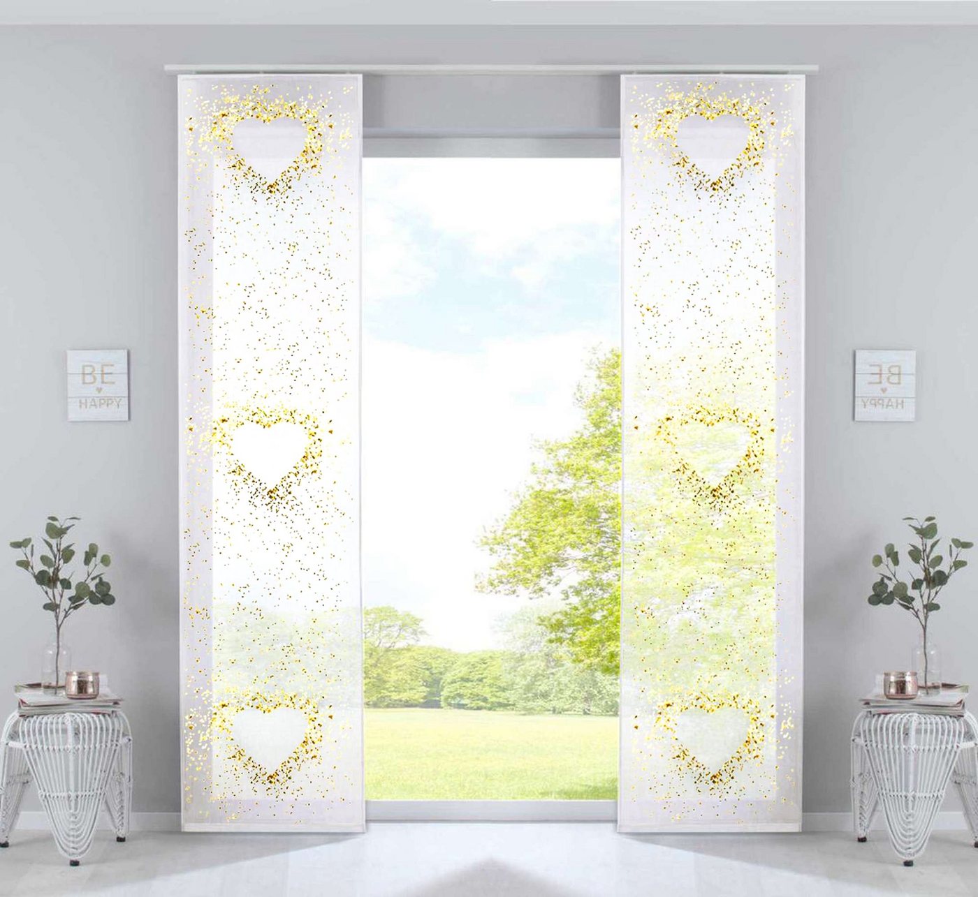 Gardinenbox Schiebegardine (2 St), Klettband, blickdicht, Microfaser, Bedruckt Flächenvorhänge »Izmir« von Gardinenbox