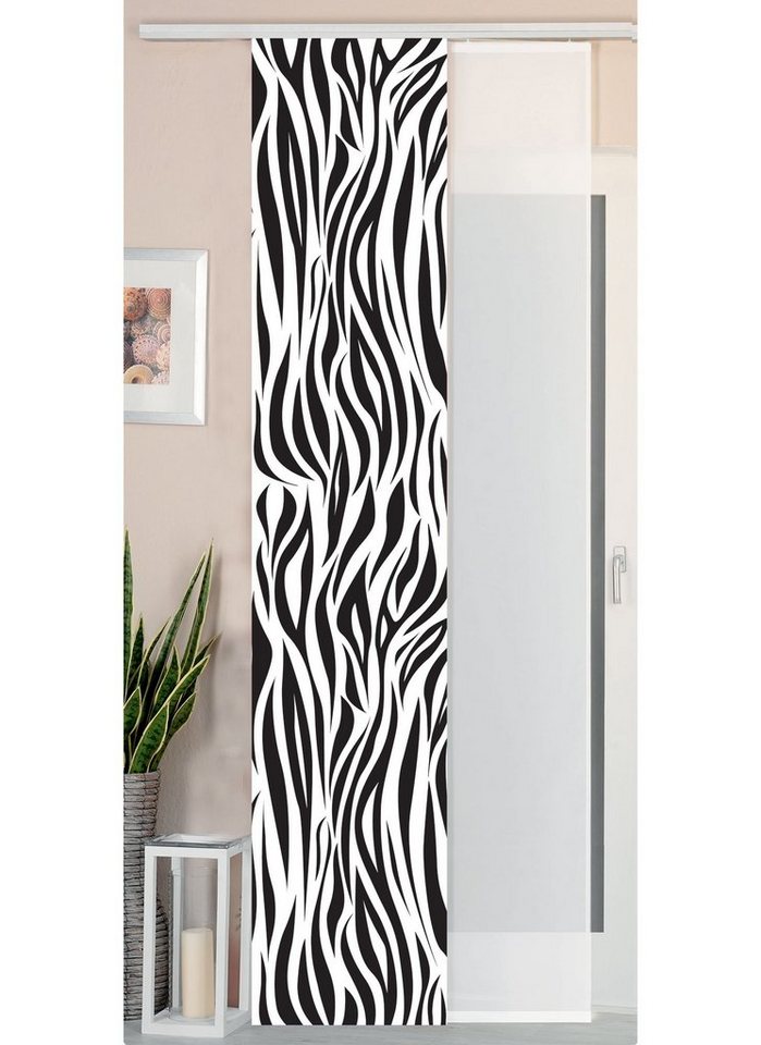 Gardinenbox Schiebegardine, Klettband, blickdicht, Polyester, Wildseide Optik Voile Paneel Paneelwagen 80400 von Gardinenbox