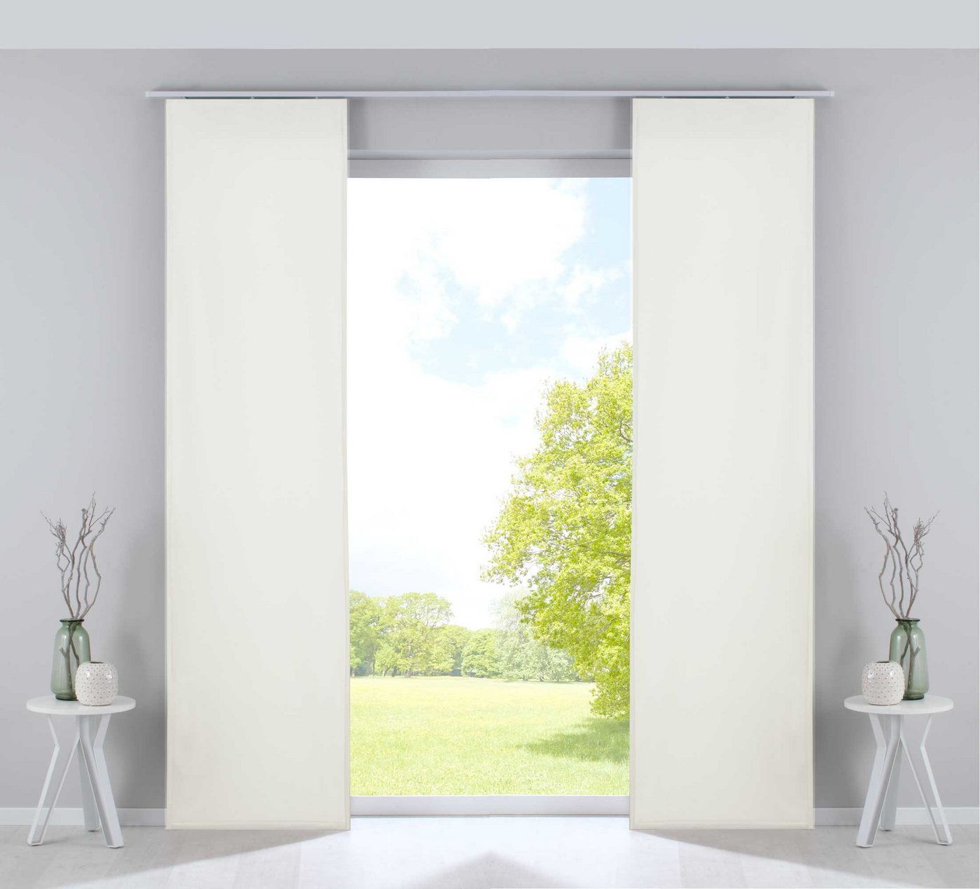 Gardinenbox Schiebegardine (2 St), Paneelwagen, verdunkelnd, Verdunkelung Samt »Milano« blickdicht Blackout Alu Paneelwägen 203571- von Gardinenbox