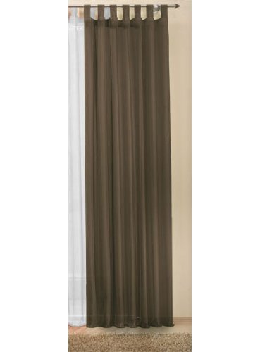 Schlaufenschal Vorhang transparente einfarbige Gardine aus Voile, viele attraktive Farbe, Sondergröße, 175x140 cm (HxB), Braun, 611750 von Gardinenbox