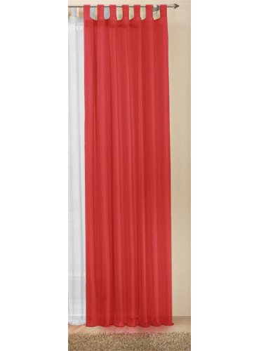 Schlaufenschal Vorhang transparente einfarbige Gardine aus Voile, viele attraktive Farbe, Sondergröße, 225x140 cm (HxB), Rot, 61225 von Gardinenbox