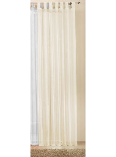 Schlaufenschal Vorhang transparente einfarbige Gardine aus Voile, viele attraktive Farbe, Sondergröße, 225x140 cm (HxB), Creme, 61225 von Gardinenbox