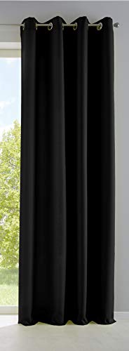 Vorhang Blickdicht Gardine Matt Lichtdurchlässig »Palermo« mit Ösen und Raffhalter Dekoschal HxB 145x140 cm Schwarz, 10000265 von Gardinenbox