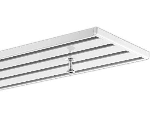 GARDINEUM, 3-Lauf/4-Lauf Wendeschiene, Gardinenschiene, Flächenvorhangschiene für Schiebevorhänge, Vorhang, vorgebohrt, weiß, 4-Lauf - 1,80 m GARDINEUM, 3-Lauf/4-Lauf Wendeschiene, Gardinenschiene, Flächenvorhangschiene für Schiebevorhänge, Vorhang, vorgebohrt, weiß, 4-Lauf - 1,80 m von Gardineum