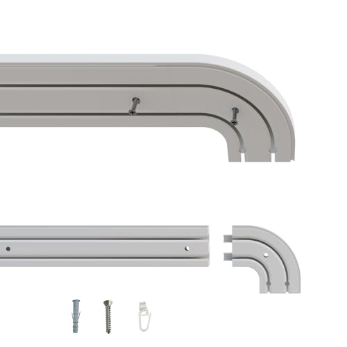 GARDINEUM - 2-läufige Gardinenschiene, Vorhangschiene aus Kunststoff, vorgebohrt mit linken und rechten Rundbogen und Zubehör (2,00 m) von Gardineum