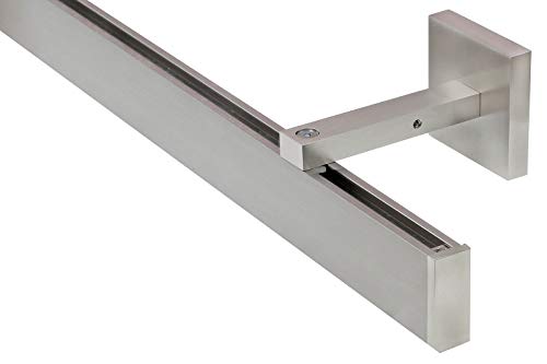 GARDINEUM 34 x 14 mm rechteckige Gardinenstange Innenlauf Vorhangstange mit Wandträger WA 13 cm edelstahlfarbig modern (3,80 m) von Gardineum