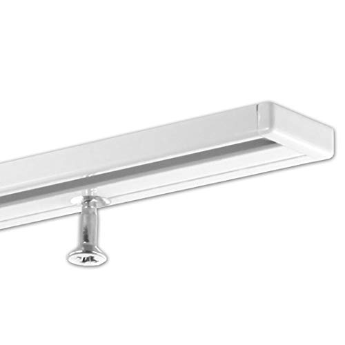 GARDINEUM 5.00 m (3 x 1.66 m + Verbinder) Vorhangschiene Gardinenschiene, Aluminium, weiß, 1-läufig, vorgebohrt, Lieferung bis 4,00 m möglich von Gardineum