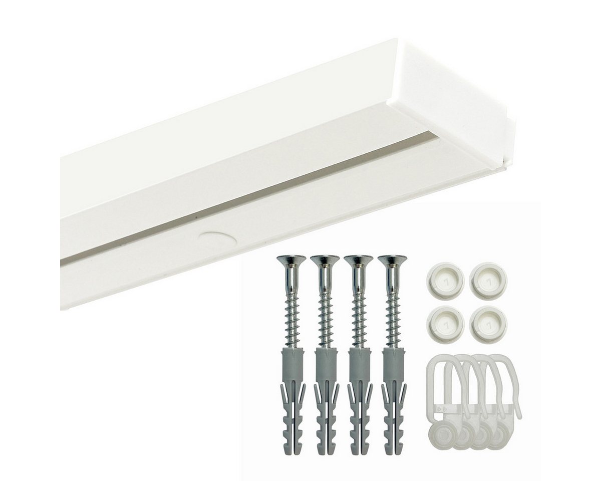 Gardineum Gardinenstange Gardineum 1-lfg. Kunststoffschiene mit Zubehör, ab 2 m mittig geteilt, 1-läufig von Gardineum
