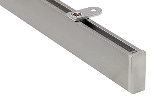 Gardineum 2,40 m (2 x 1,20 m +Verbinder) eckige Vorhangschiene, alle Längen bis 4,00 m möglich, Gardinenstange, Innenlauf, Deckenmontage, modern, edelstahlfarbig, 1-Lauf von Gardineum
