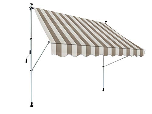 GARDINIA Klemmmarkise Föhr zum Kurbeln, Sonnenschutz für Terrassen oder Balkone, 250 x 150 cm, Kurbellänge: 125 cm, Beige/Weiß von Gardinia