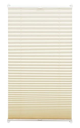 GARDINIA Plissee zum Klemmen, Blickdichtes Faltrollo, Alle Montage-Teile inklusive, EASYFIX Plissee verspannt mit Zwei Bedienschienen, Elfenbein, 95 x 130 cm (BxH) von Gardinia