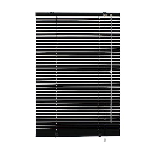 GARDINIA Alu-Jalousie, Sichtschutz, Lichtschutz, Blendschutz, Wand- und Deckenmontage, Aluminium-Jalousie, Schwarz, 100 x 175 cm von Gardinia