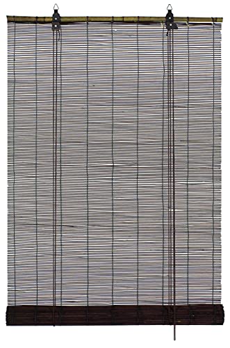 GARDINIA Bambusrollo Schoko, 100 % Bambus, Inkl. Befestigungsmaterial für Decken- oder Wandmontage, 90 x 220 cm von Gardinia