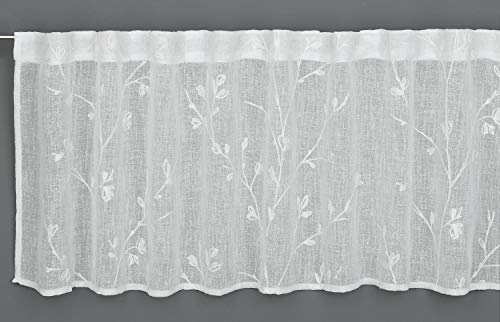 Gardinia Bistro-Gardine mit verdeckten Schlaufen, Transparente Schiebegardine, Stickerei, 140 x 45 cm, Natur von Gardinia