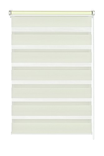 GARDINIA Doppelrollo zum Klemmen oder Kleben, Duo-Rollo ohne Bohren, Seitenzugrollo, Transparente und blickdichte Streifen, Creme, 75 x 150 cm von Gardinia