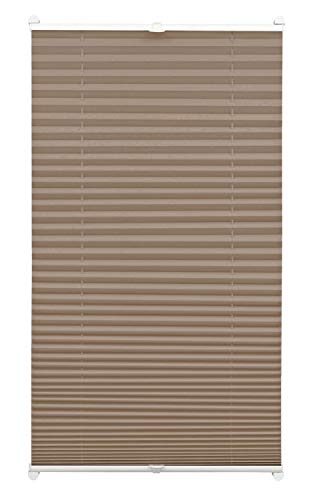 GARDINIA EASYFIX Plissee ohne Bohren, Zum Klemmen, Blickdichtes Falt-Rollo, Inkl. aller Montage-Teile, 2 Bedienschienen, Taupe, 45 x 130 cm von Gardinia