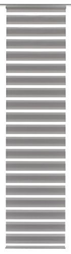 GARDINIA Day + Night Flächenvorhang, Schiebegardine, Vorhang / Gardine mit Doppel-Rollo-Optik, Innovative Technik, Silber/Grau, 60 x 245 cm, 1 Stück, Silbergrau von Gardinia