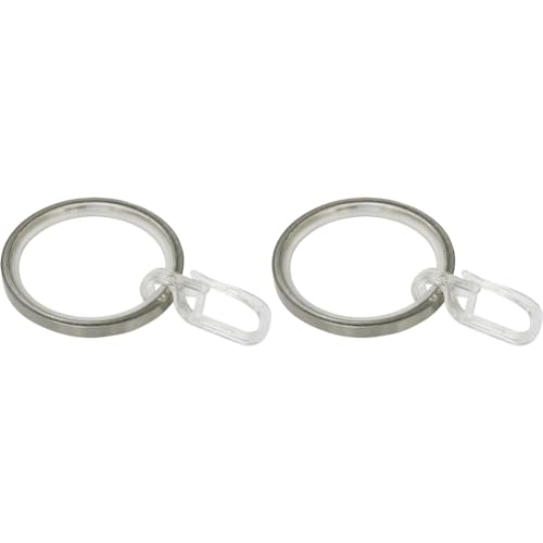 GARDINIA Gardinenringe für Gardinenstangen Ø 25 mm, Mit Gleiteinlage und Gardinenhaken, 10 Stück, Breite 4 mm, Metall, Edelstahl-Optik (Packung mit 2) von Gardinia