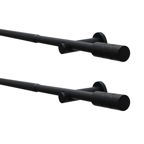 GARDINIA Gardinenstange Kreta 2er-Set, Komplettstilgarnitur inkl. Befestigungsmaterial, Vorhangstange ausziehbar, 120-210 cm BZW. 190-340 cm, Metall, Schwarz-Matt von Gardinia
