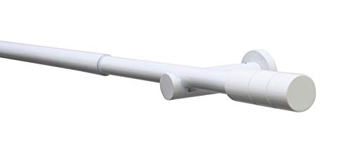 GARDINIA Gardinenstangen-Set Kreta Zylinder, Komplettstilgarnitur inkl. Befestigungsmaterial, Vorhangstange ausziehbar, 120-210 cm, Metall, Weiß (Packung mit 6) von Gardinia