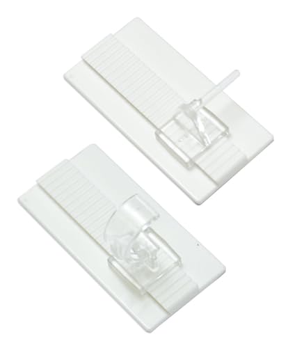 GARDINIA Klebehaken-Set Universal für Vitrage- und Caféhausstangen, 2 Grundplatten 5 x 2,5 cm (LxB), 2 Stift- und 2 Auflageträger, Kunststoff, Weiß-transparent von Gardinia